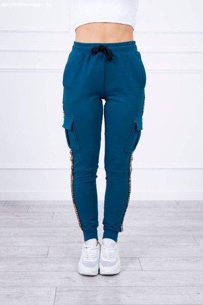 Nadrág Cargo Fashion sötét türkisz kék