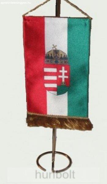 Asztali magyar címeres zászló króm zászlótartóval
