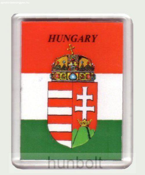 Magyar címer Hungary felirattal hűtőmágnes (műanyag keretes mágnes)