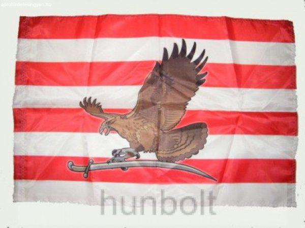 Árpád sávos barna turulos zászló 15x25 cm, 40 cm-es műanyag rúddal