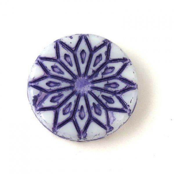 Origami Flower - hosszában fúrt korong - Alabaster Purple - 18mm