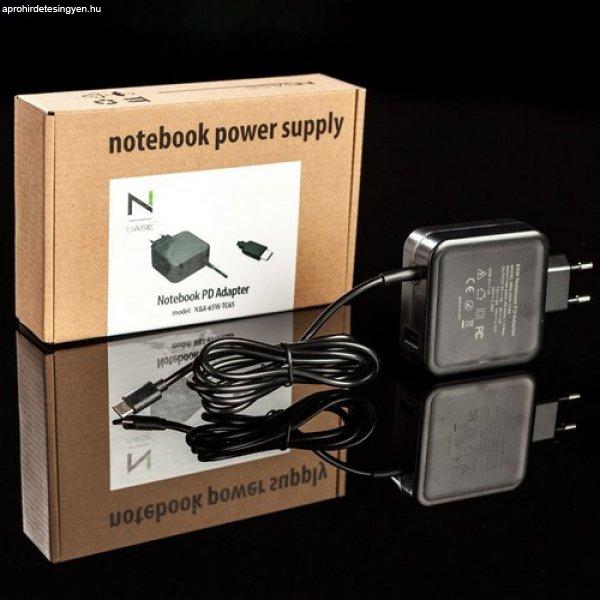 NBase NBA-65W-TC65 Type-C+USB notebook töltő+kábel