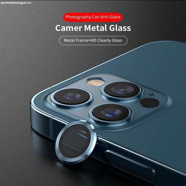 Apple iPhone 12 Pro Max Lito S+ 3D Fém Kamera Védő Üvegfólia - Kék