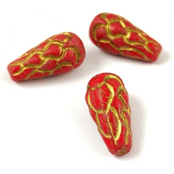 Cseh préselt Pinecone gyöngy - Red Gold - 25x12mm