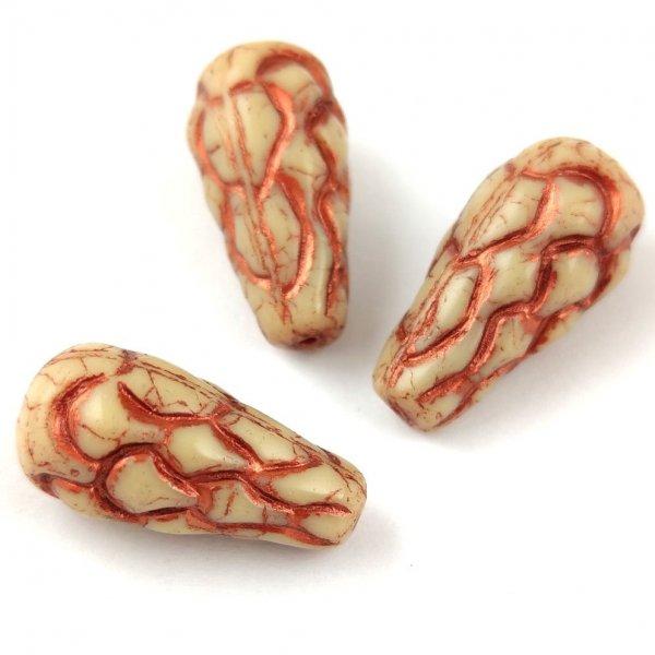 Cseh préselt Pinecone gyöngy - Beige Copper - 25x12mm