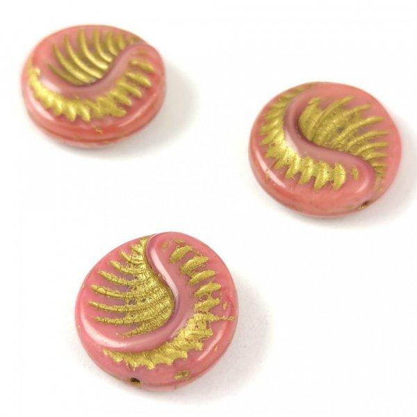 Fossil Coin gyöngy - Mauve Gold - 19mm