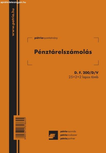 Pénztárelszámolás 25x2+2 lapos tömb A/5 álló D.F.200/D/V