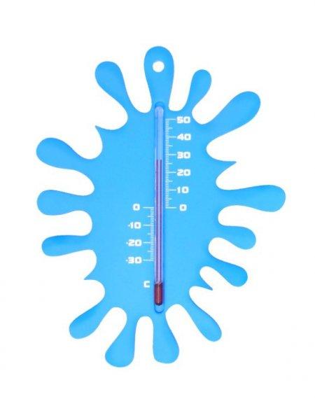 Hőmérő kültéri, műanyag, kék"splash" forma15x11,5x0,3cm