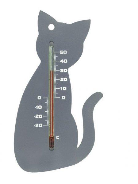 Hőmérő kültéri, műanyag,szürke cica forma15x9,5x0,3cm