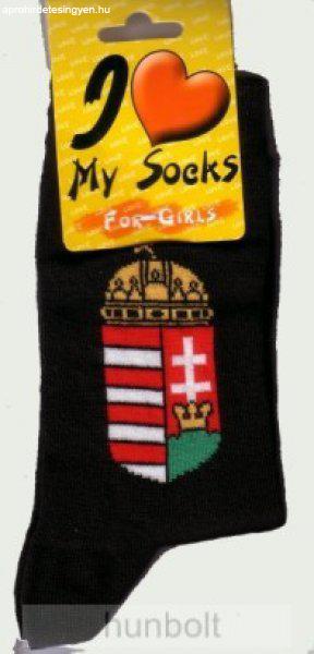 Magyar címeres fekete zokni 46-48