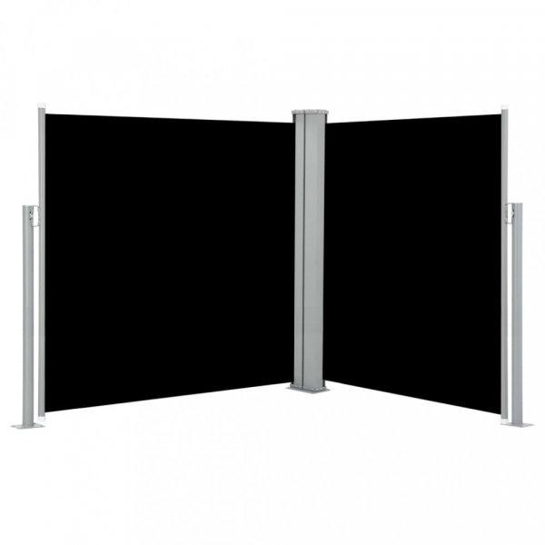 Fekete behúzható oldalsó napellenző 140 x 600 cm