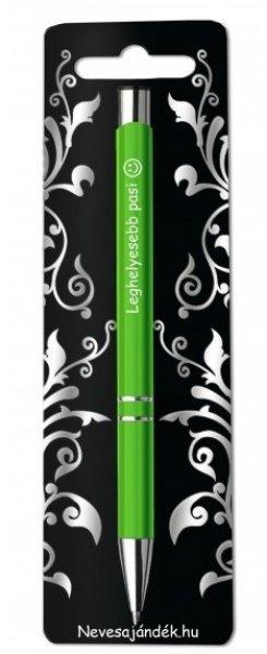 Gravírozott toll, Leghelyesebb pasi, zöld, szerelmes ajándék