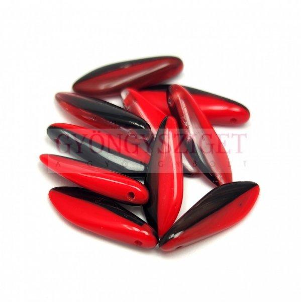 Lándzsa (szirom) cseh préselt üveggyöngy - Jet Red - 5x16mm