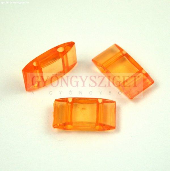 Peyote alap - kétlyukú műanyag gyöngy - Tangerine - 19x8mm