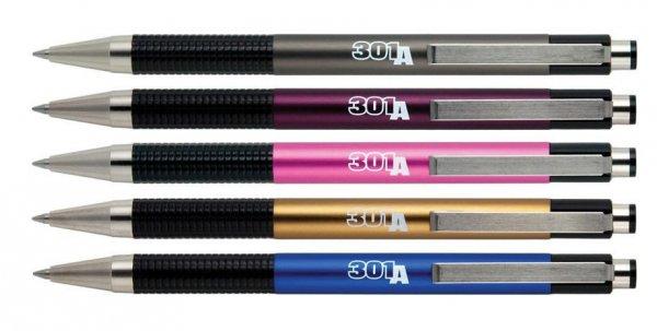 Golyóstoll Zebra F-301A (0,7 mm) metál antracit test (kék írásszín)