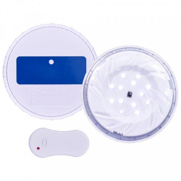 Fehér lemeríthető led-es úszómedence-lámpa távirányítóval