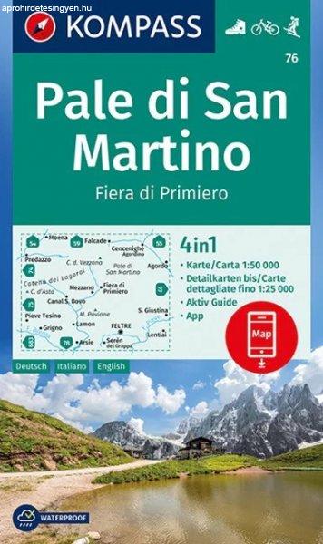WK 76 - Pale di San Martino, Fiera di Primiero turistatérkép - KOMPASS