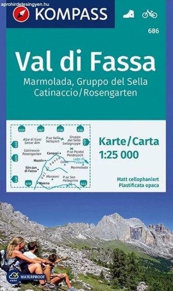 WK 686 - Val di Fassa, Marmolada, Gruppo del Sella, Catinaccio/Rosengarten
turistatérkép - KOMPASS