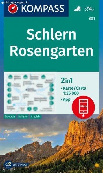 WK 651 - Schlern, Rosengarten, Sciliar, Catinaccio, Latemar turistatérkép -
KOMPASS