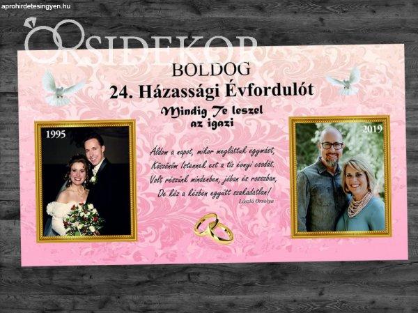 AKKOR ÉS MOST RÓZSASZÍN Házassági évforduló tábla