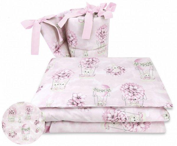 Baby Shop 3 részes ágynemű garnitúra - rózsaszín virágos nyuszi 