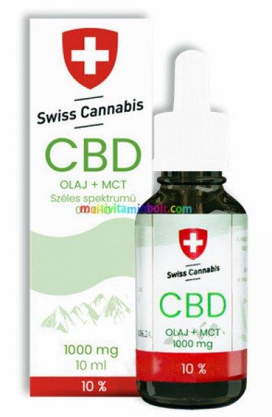 Svájci CBD Kender olaj 10 ml, 10%, 1000 mg, széles spektrum - Swiss Cannabis