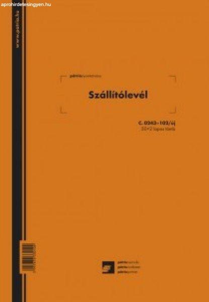 Szállítólevél 50x2 lapos tömb A/5 álló C.0243-102/UJ PÁTRIA