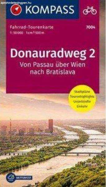 Duna menti kerékpárút térkép 2. (Passau-tól Bécsen keresztül Pozsonyig)
- KOMPASS