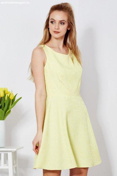 A vonalú ruha Chastify növény mintával modell 55377 világos sárga