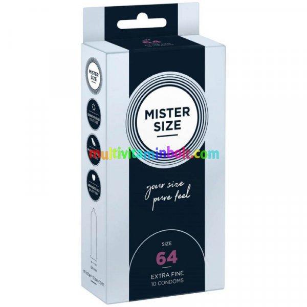 Mister Size 64 ultra vékony óvszer 10 db, 64x225 mm, síkosított, kiváló,
prémium minőségű, sikosított