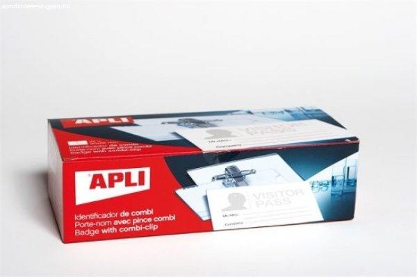 Névkitűző, tűvel és csipesszel, 90x56, Apli 25 db/csom