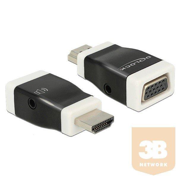 DELOCK Átalakító HDMI-A male to VGA female audió funkcióval