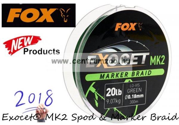 Fox Exocet® Mk2 Marker Braid Green 20lb 0.18mm 300m Fonott Zsinór (CBL012)