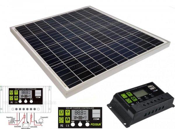 12V 60 Watt napelemes töltő szett töltésvezérlővel Poly Solar
MP-60W-30/10A-PWM