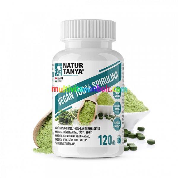 Szerves Spirulina mikroalga, 120 db tabletta, Vegán, 250 mg, teljesen tiszta,
adalékanyag mentes - Natur Tanya