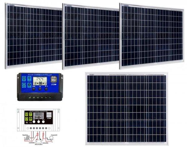12V 4X60 Watt napelemes töltő szett töltésvezérlővel Poly Solar
MP-240W-30/10A-PWM