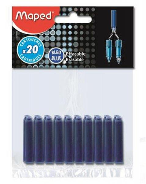Töltőtoll patron, tintapatron Maped, kék 20 db/csomag