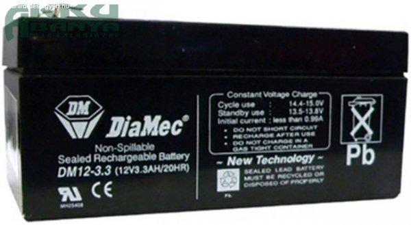 DIAMEC 12V 3,3Ah akkumulátor DM12-3.3