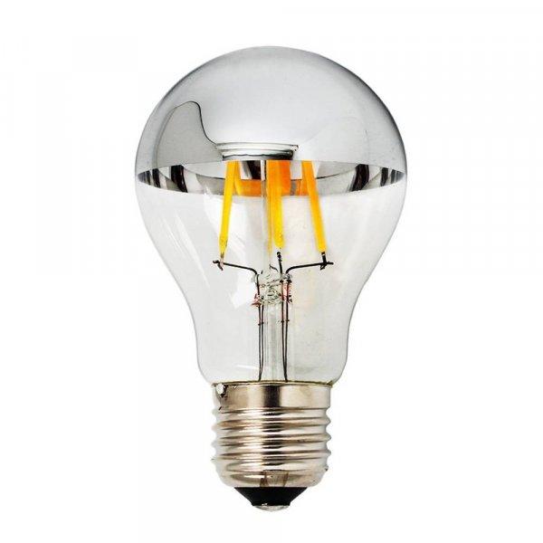LED gömb(A60), E27, 7W, ezüstözött üvegbúra, 2700K, 800LM, 230V