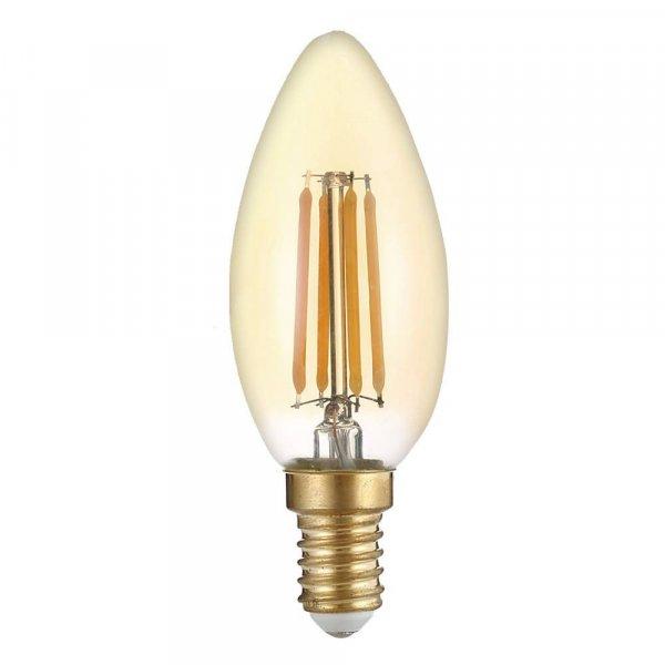 LED gyertya, E14(C35), 4W,400LM,2500K, aranyozott üvegbúra