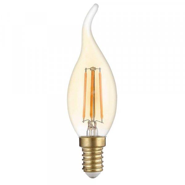 LED gyertya, E14, C35, 4W, 230V, 2700K, 400LM, ARANYOZOTT FILAMENT -dimmelhető