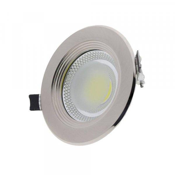 LED spotlámpa, 10W, COB, matt üveg, inox, kerek, fehér fény