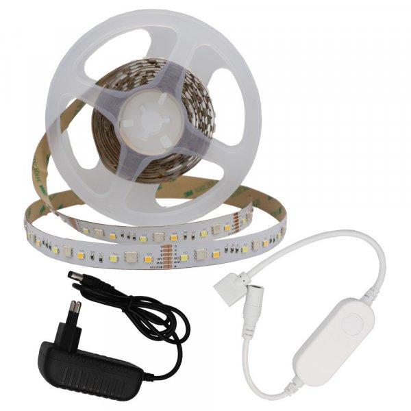 RGB LED szalag SMART1:2m DC12V 5050 RGB+2835 6000K 60SMD/m IP20 LED
szalag+tápegység+wifi vezérlő- 4W/m,240lm/m,10mm