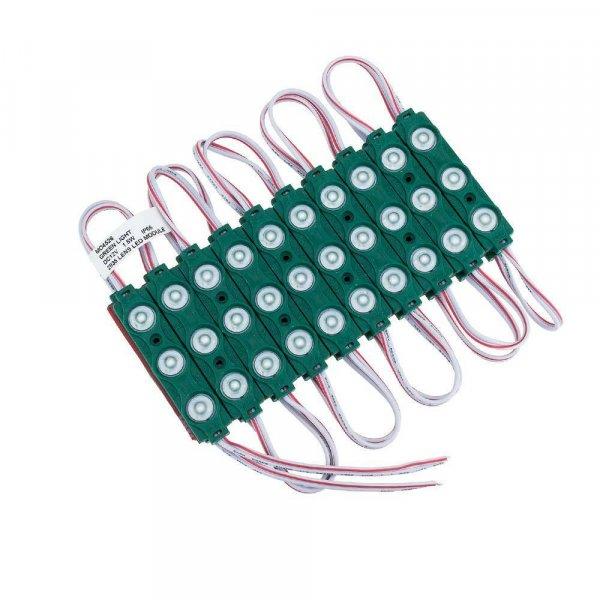 3-as lencsés modul, 2835, 160°, 1,5W, IP65 - zöld