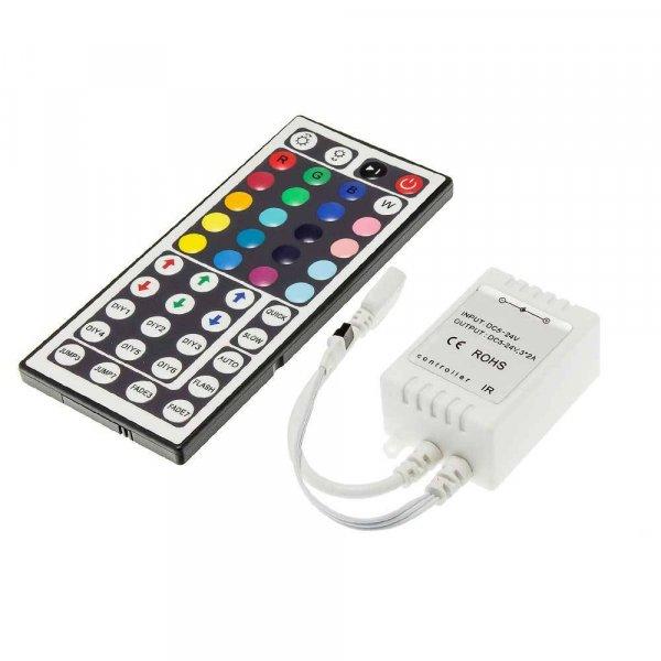 Távirányító LED RGB szalaghoz 144W, 12A, 12V DC, IR, 44 nyomógomb