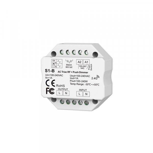 1 zónás AC Triac RF dimmer S1-B; 240V AC; RF 2,4GHz; 1*1A; Max220W