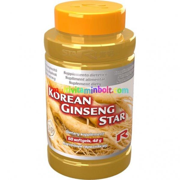 Korean Ginseng Star 60 db lágyzselatin kapszula, valódi Panax Ginseng
kivonattal - StarLife