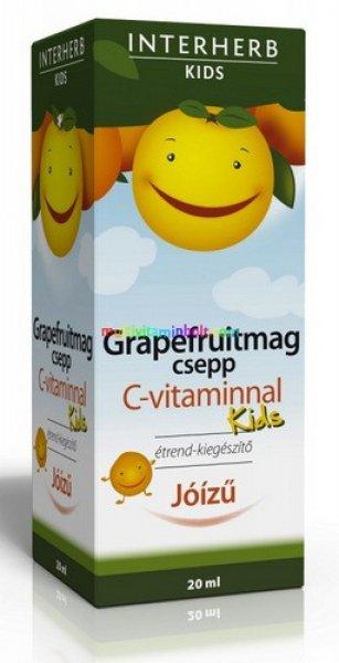 Grapefruitmag csepp C-vitaminnal 20 ml, KIDS, gyerekeknek, jóízű - Interherb