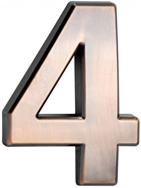 Číslo MagicHome '4', domové, s lepiacou páskou, bronzové, 70x100
mm, ABS