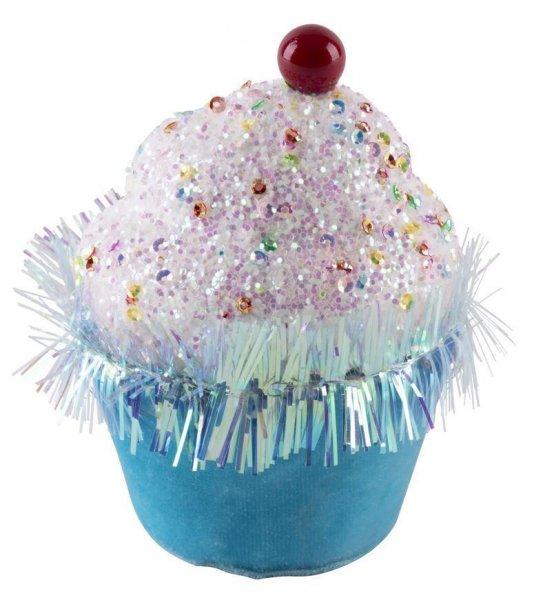 Dekoráció MagicHome Candy Line, muffin, kék, 7x7x11 cm, akaszthatós